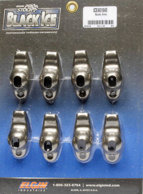 Rocker Arm - Black Ice - 7/16 in Stud Mount - 1.50 Ratio - OEM / Long Slot - Steel - Small Block Chevy - Set of 8
