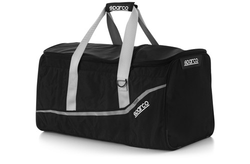 Gear Bag - Trip - 26 in Long x 14 in Wide x 15 in Tall - Zipper Closure - Shoulder Strap - Sparco Logo - Polyester - Black / Silver - Each