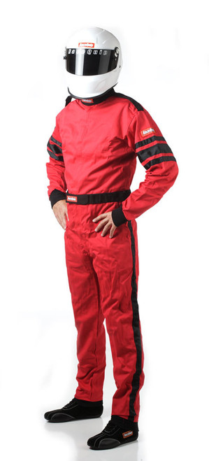 Driving Suit - 110 Series - 1-Piece - SFI 3.2A/1 - Single Layer - Fire Retardant Cotton - Red / Black Stripe - Small - Each