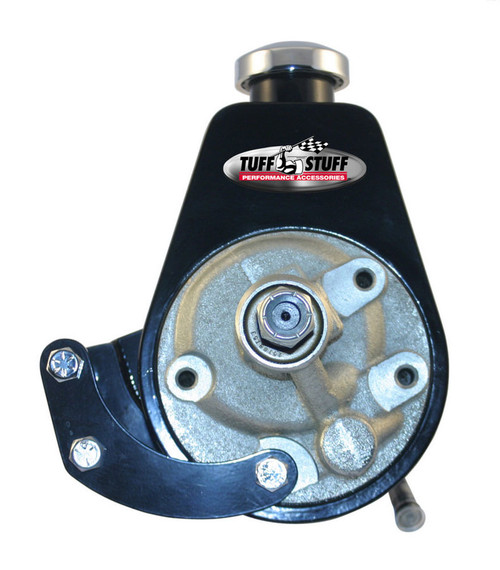 Power Steering Pump Bracket - Driver Side - Block Mount - Steel - Black Powder Coat - Saginaw Pump - Short Water Pump - Small Block Chevy - Kit