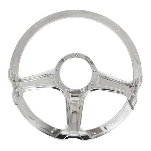 Steering Wheel - Select Edition - Octane - 14 in Diameter - 2 in Dish - 3-Spoke - Milled Finger Notches - Billet Aluminum - Polished - Each