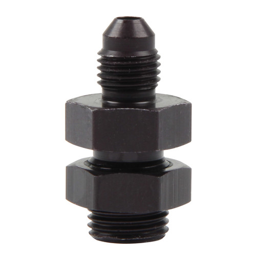 Brake Line Adapter - Bulkhead - 4 AN Male to 3/8-24 in Inverted Flare Male - Aluminum - Black Anodized - Set of 10