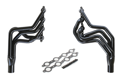 Headers - Street Stock - 1-3/4 to 1-7/8 in Primary - 3-1/2 in Collector - Steel - Black Paint - Stock Clip - GM LS-Series - Pair