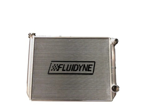 Radiator - 25 in W x 17.5 in H x 2 in D - Dual Pass - Passenger Side Inlet - Passenger Side Outlet - Aluminum - Natural - Each Radiator - 25 in W x 17.5 in H x 2 in D - Dual Pass - Passenger Side Inlet - Passenger Side Outlet - Aluminum - Natural - Each