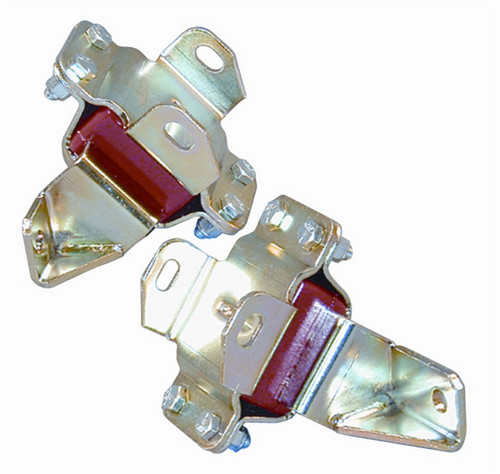 Motor Mount - Bolt-On - Polyurethane Bushings - Steel - Zinc Oxide / Red - Small Block Ford - Ford 1963-73 - Kit Motor Mount - Bolt-On - Polyurethane Bushings - Steel - Zinc Oxide / Red - Small Block Ford - Ford 1963-73 - Kit