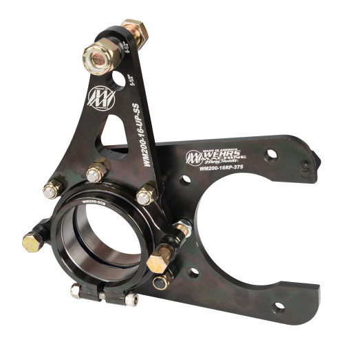 Brake Caliper Bracket - Rear - Driver Side Mount - Single Shear - Floater - Dual Bearing - Steel - Black Powder Coat - GM Metric Caliper - Kit