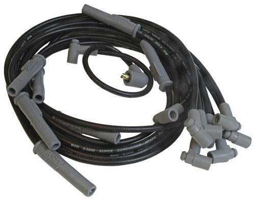 Spark Plug Wire Set - Super Conductor - Spiral Core - 8.5 mm - Black - Straight Plug Boots - HEI Style Terminal - Mopar B / RB-Series - Kit