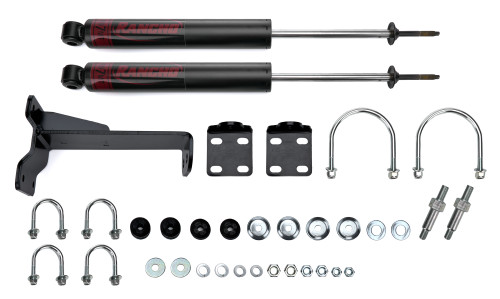 Steering Stabilizer - RS7MT - Dual - Brackets / Hardware Included - Steel - Satin Black Paint - Ford Fullsize Truck 2005-23 - Kit