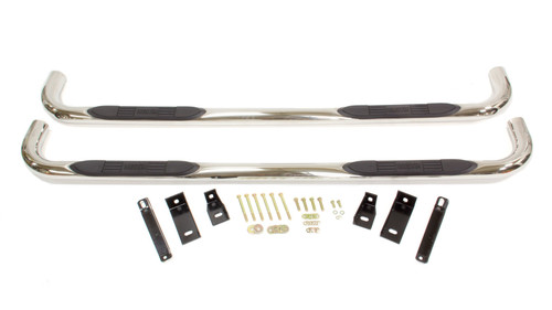 Step Bars - E-Series - 3 in OD Bent - Mount Kit Included - Stainless - Polished - Crew Cab - GM Fullsize Truck 1999-2014 - Pair