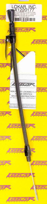 Engine Oil Dipstick - Anchor-Tight - Locking - Pan Mount - 1/4 in NPT - Braided Stainless - Stainless - Black - Universal - Each