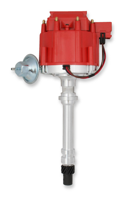 Distributor - Billet Performance Replacement - Magnetic Pickup - Vacuum Advance - HEI Style Terminal - Red - Coil Included - Chevy V8 - Each