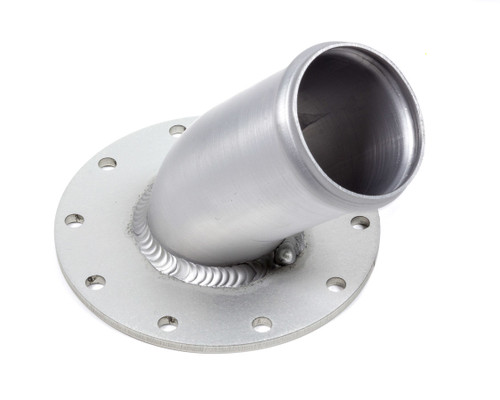 Fuel Cell Filler Neck - Flat Mount - 45 Degree 2-1/4 in OD Neck - 4-1/2 in 10-Bolt Circle - Steel - Natural - Each Fuel Cell Filler Neck - Flat Mount - 45 Degree 2-1/4 in OD Neck - 4-1/2 in 10-Bolt Circle - Steel - Natural - Each