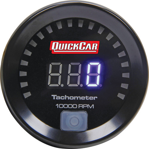 Tachometer - Small Diameter - 9990 RPM - Digital - 2-1/16 in Diameter - Recall - Black Face - Each