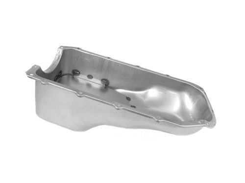 Engine Oil Pan - Stock Replacement - Rear Sump - 5 qt - Stock Depth - Steel - Cadmium - Pontiac V8 - Each