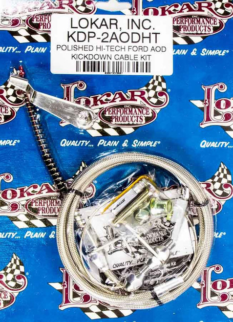 Kickdown Cable - Hi-Tech - Adjustable Length - Braided Stainless Housing - Aluminum Fittings - Polished - AOD - Kit
