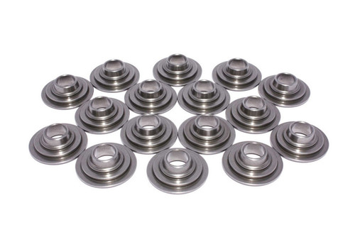 Valve Spring Retainer - 10 Degree - 1.100 in / 0.800 in OD Steps - 1.500-1.550 in Dual Spring - Steel - Set of 16
