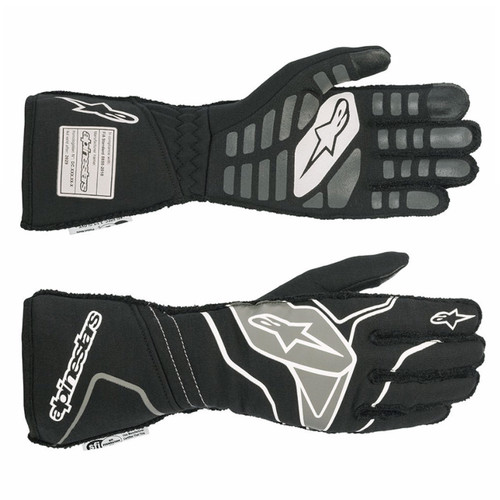 Gloves - Tech-1 ZX v2 - Driving - SFI 3.3/5 - FIA Approved - Fire Retardant Fabric - Touchscreen Compatible - Elastic Cuff - Black / Gray - X-Large - Pair