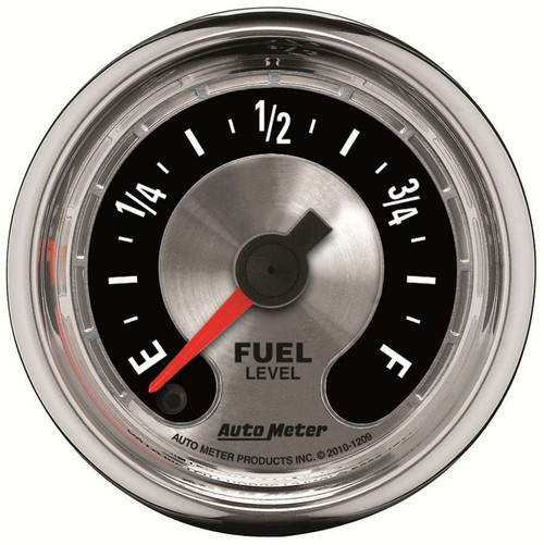 Fuel Level Gauge - American Muscle - 0-280 OHM - Electric - Analog - Full Sweep - 2-1/16 in Diameter - Brushed / Black Face - Each