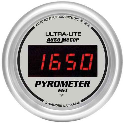 EGT Gauge - Ultra-Lite - 0-2000 Degree F - Electric - Digital - 2-1/16 in Diameter - Silver Face - Each