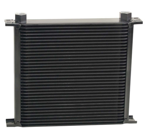 Fluid Cooler - 13 x 10.875 x 2 in - Plate Type - 10 AN Female O-Ring Inlet / Outlet - Aluminum - Black Powder Coat - Universal - Each
