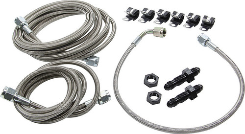 Brake Line Kit - Front - 3 AN Hose - 4 AN Ends - Fittings / Installation Hardware - Braided Stainless - Natural - OEM Calipers - Dirt Modified - Kit
