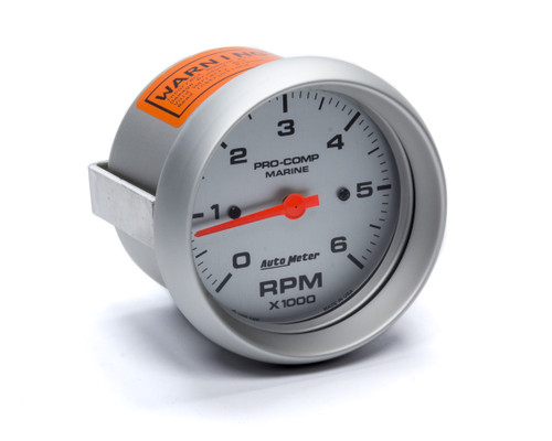 Tachometer - Pro-Comp Marine - 6000 RPM - Electric - Analog - 3-3/8 in Diameter - Silver Face - Each
