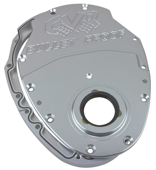 Timing Cover - 2-Piece - Gaskets / Hardware / Seal Included - Aluminum - Clear Anodized - Small Block Chevy / GM V6 - Kit