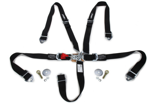 Harness - 5 Point - Latch and Link - SFI 16.1 - Pull Down Adjust - Snap-on / Wrap Around - 2 in Straps - Individual Harness - Black - Kit
