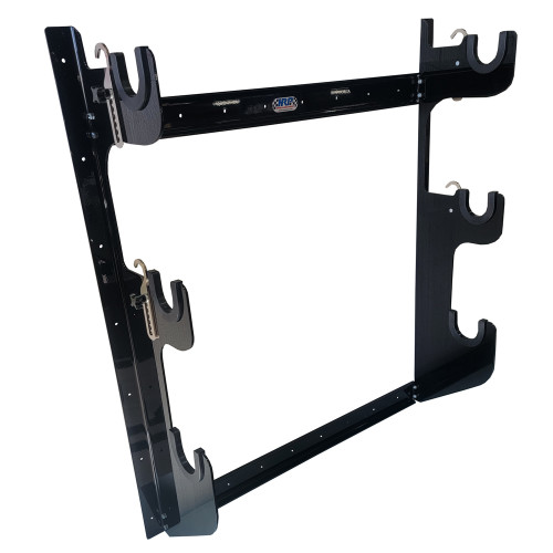 Axle Rack - Wall Mount - 2 Front Axles and 1 Rear Axle Capacity - Aluminum - Black Powder Coat - Each Axle Rack - Wall Mount - 2 Front Axles and 1 Rear Axle Capacity - Aluminum - Black Powder Coat - Each