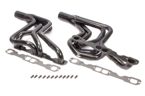 Headers - Street Stock - 1-5/8 in Primary - 3 in Collector - Steel - Black Paint - Small Block Chevy - GM A-Body / F-Body / G-Body - Pair