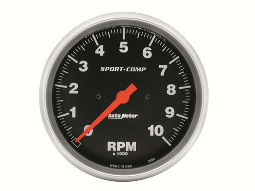 Tachometer - Sport-Comp - 10000 RPM - Electric - Analog - 5 in Diameter - Dash Mount - Black Face - Each