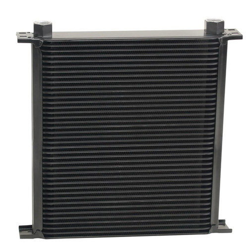 Fluid Cooler - 12.75 x 13 x 2 in - Plate Type - 10 AN Female O-Ring Inlet / Outlet - Aluminum - Black Powder Coat - Universal - Each