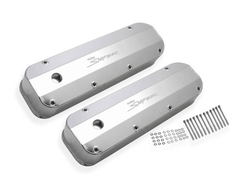 Valve Cover - Sniper - Tall - Baffled - Breather Holes - Sniper Logo - Fabricated Aluminum - Silver - Ford Big Block - Pair Valve Cover - Sniper - Tall - Baffled - Breather Holes - Sniper Logo - Fabricated Aluminum - Silver - Ford Big Block - Pair