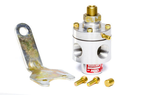 Fuel Pressure Regulator - 3 to 12 psi - In-Line - Return Style - 3/8 in NPT Inlet - Three 3/8 in NPT Outlets - 3/8 in NPT Return - Bypass - Aluminum - Clear Anodized - Gas - Each