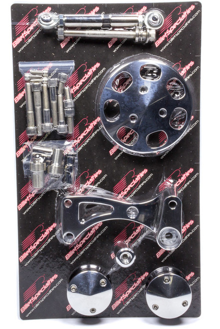 Air Conditioning Bracket - Driver Side - Head Mount - Aluminum - Polished - Sanden 508 Compressor - Long Water Pump - Small Block Chevy - Kit