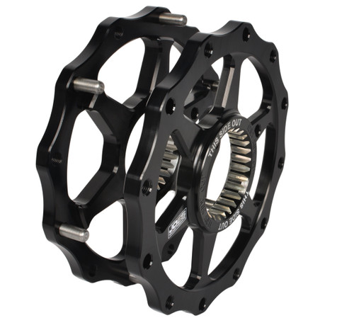 Sprocket Carrier - 1-3/4 x 27 Spline - 5-1/4 in Bolt Circle - Aluminum - Black Anodized - Each