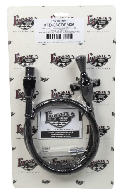 Transmission Dipstick - Hi-Tech - Firewall Mount - Flexible - Braided Stainless - Aluminum - Black Anodized - AOD - Each