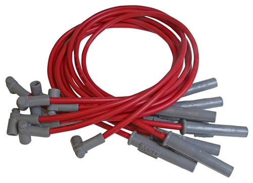 Spark Plug Wire Set - Super Conductor - Spiral Core - 8.5 mm - Red - Straight Plug Boots - HEI Style Terminal - Big Block Chevy - GM Fullsize Truck 2001 - Kit