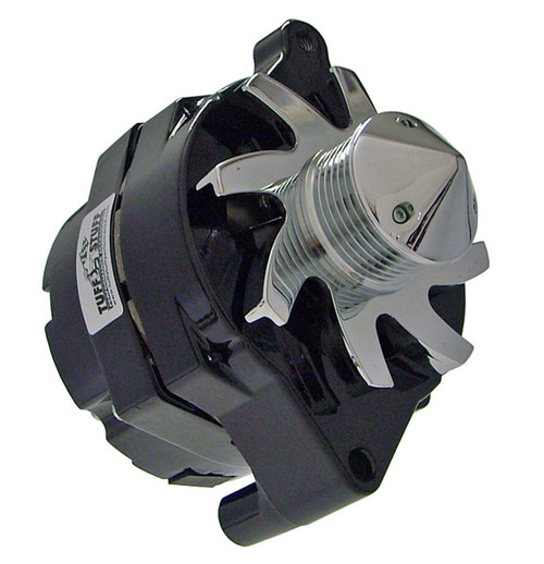 Alternator - Silver Bullet - 140 amps - 12V - 1-Wire - 6-Rib Serpentine Bullet Nose Pulley - Aluminum Case - Black Powder Coat - Ford - Each