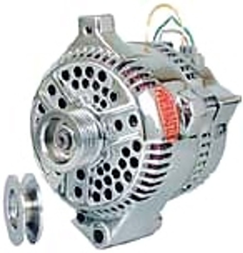 Alternator - 3G - 140 amps - 12V - 1-Wire - 6-Rib Serpentine Pulley - Straight Mount - Aluminum Case - Chrome - Ford - Each
