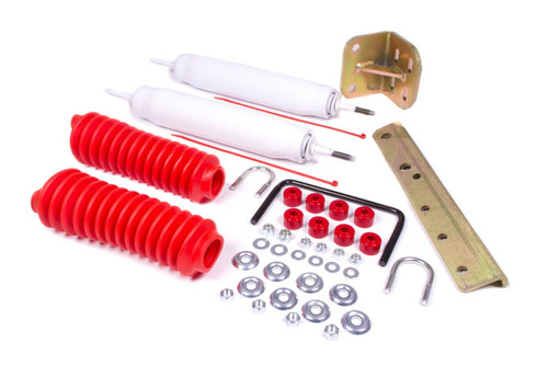 Steering Stabilizer Kit - Dual - Hardware Included - Steel - White Paint - Ford Fullsize SUV / Truck 1971-98 - Kit