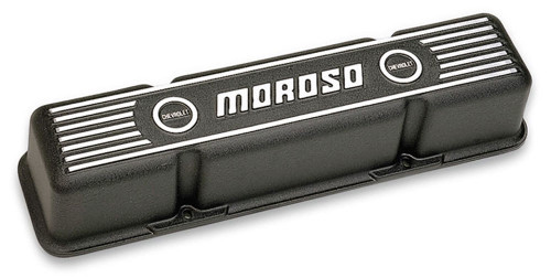 Valve Cover - Tall - Hardware Included - Moroso Logo - Cast Aluminum - Black Epoxy - Small Block Chevy - Pair