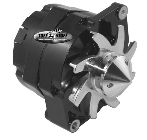 Alternator - Silver Bullet - 140 amps - 12V - 1-Wire - Single V-Belt Bullet Nose Pulley - Aluminum Case - Black Powder Coat - GM - Each