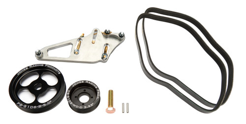 Pulley Kit - 6 Rip Serpentine - Aluminum - Black Anodized / Natural - Chevy V8 - Kit