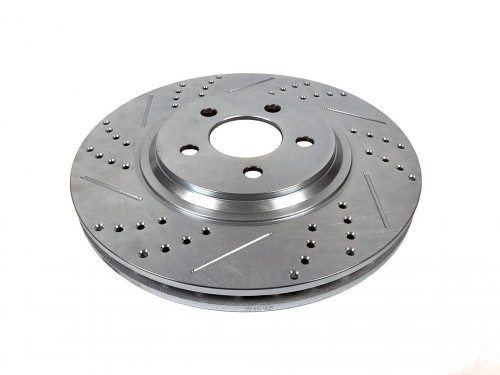 Brake Rotor - Sport Rotor - Front - Drilled / Slotted - 13.000 in OD - 1-Piece - Iron - Zinc Plated - Bullitt / Cobra / Mach1 - Ford Mustang 1994-2004 - Pair