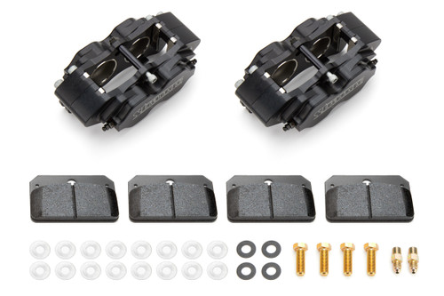 Brake Caliper - Pro Race - 4 Piston - Billet Aluminum - Black - 11.250 in OD x 0.312 in Thick Rotor - Soft Pads - Pair