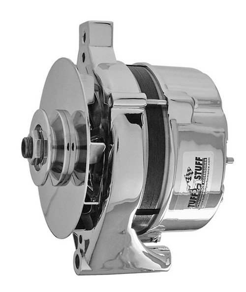 Alternator - 70 amps - 12V - External Regulator - Single V-Belt Pulley - Aluminum Case - Chrome - Small Block Ford - Each