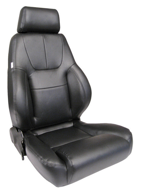 Seat - Elite Lumbar - Passenger Side - Sliders - Reclining - Side Bolsters - Lumbar Support - Vinyl - Black - Each