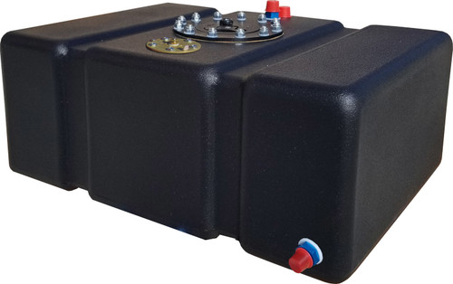 Fuel Cell - Drag Race Pro-Street - 16 gal - 17 in Wide x 25 in Deep x 9 in Tall - 8 AN Male Outlet / Return - 8 AN Male Vent - Sending Unit - Plastic - Black - Each