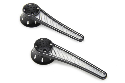 Door Handles - Mesh - Interior - Ellipse - Aluminum - Black Anodized - Ford / GM - Pair